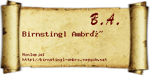 Birnstingl Ambró névjegykártya